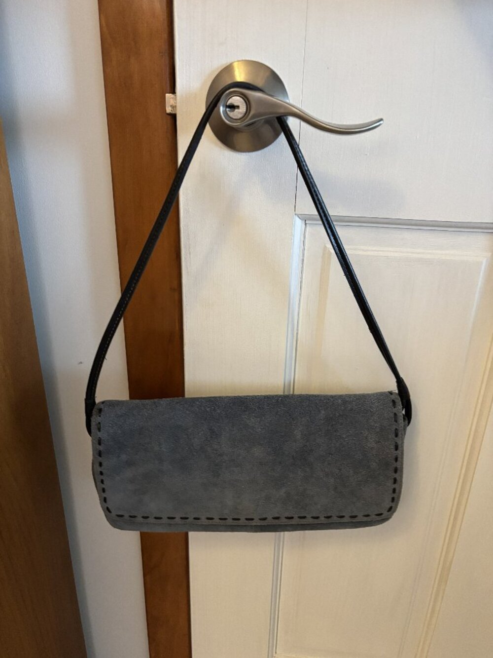 Liz Claiborne blue suede envelope purse with strap
